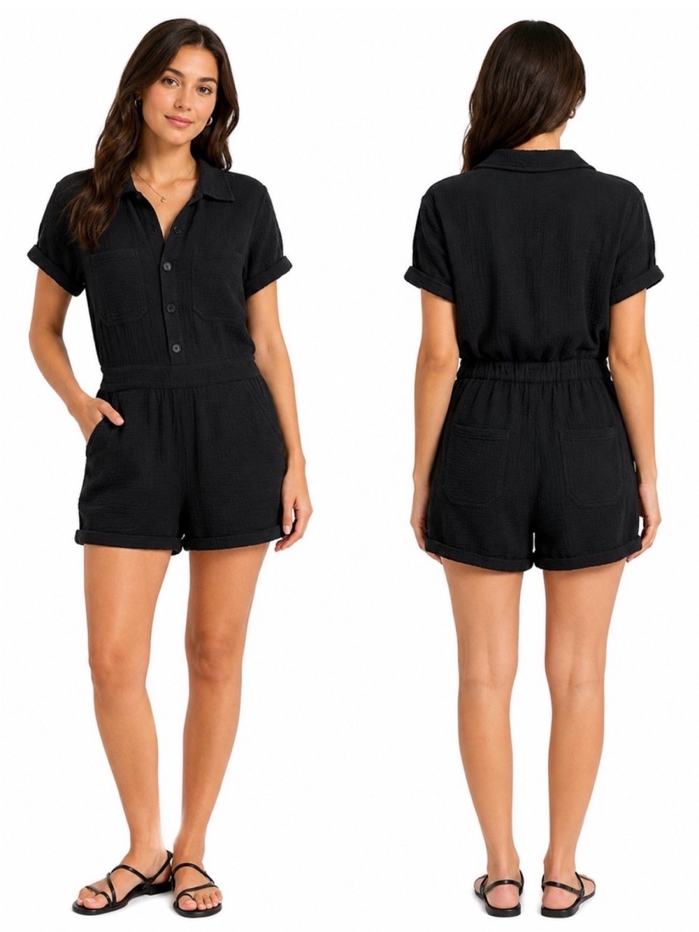 Joe’s Black Short-Sleeve Romper - Women's Jumpsuit